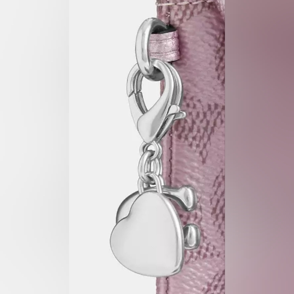 New Coach Wristlet In Shimmery Pink Sign.With Charms NWT In Gift Box - Picture 10 of 10